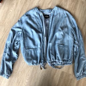 Oversized vintage denim bomber jacket